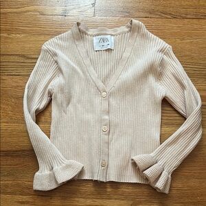 Zara girl’s Cream Ribbed Sweater